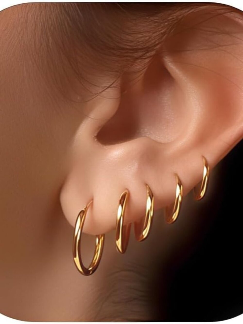 Small Gold Huggie Hoop Earrings Set for Women Stackable | Non Tarnish, Nickel Fr